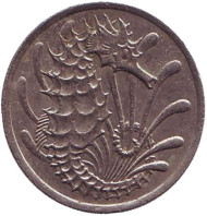 Монета 10 центов. 1981 год, Сингапур. Морской конек. Монета 10 центов. 1981 год, Сингапур. Морской конек.