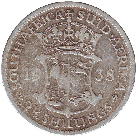 Монета 2,5 шиллинга. 1938 год, ЮАР.