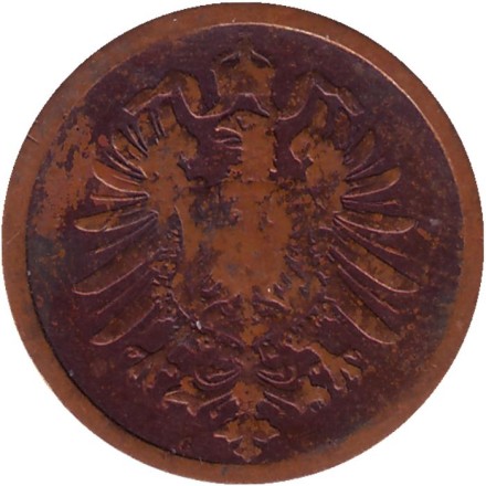 Монета 2 пфеннига. 1875 год (G), Германская империя. Монета 2 пфеннига. 1875 год (G), Германская империя.