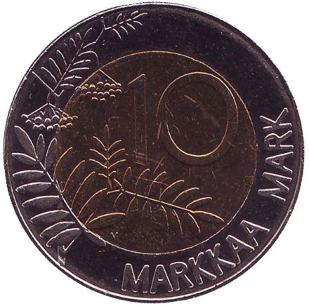 Монета 10 марок. 1993 год, Финляндия. UNC. Глухарь. Монета 10 марок. 1993 год, Финляндия. UNC. Глухарь.