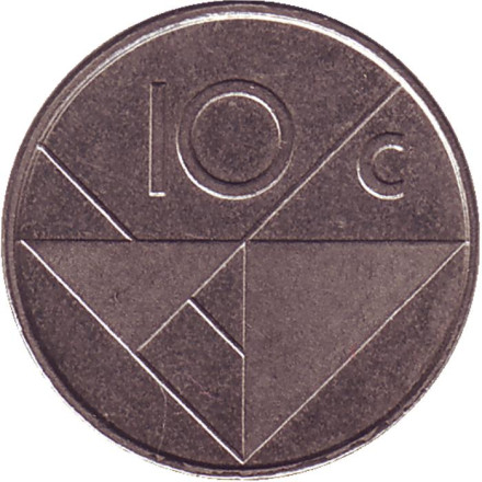 Монета 10 центов. 1991 год, Аруба.