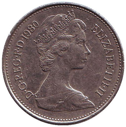 Монета 5 новых пенсов. 1980 год, Великобритания.