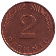 Монета 2 пфеннига. 1992 год (F), ФРГ. Дубовые листья. Монета 2 пфеннига. 1992 год (F), ФРГ. Дубовые листья.