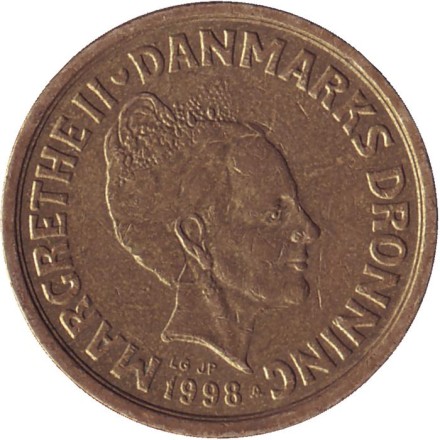 Монета 10 крон. 1998 год, Дания. Монета 10 крон. 1998 год, Дания.