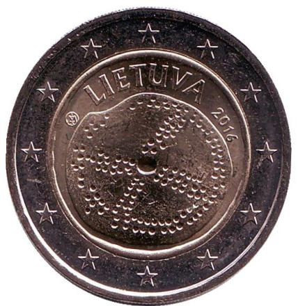 Монета 2 евро. 2016 год, Литва. Балтийская культура.