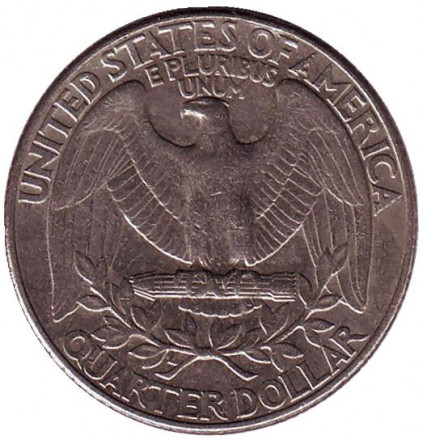 Монета 25 центов. 1987 (D) год, США. Вашингтон. Монета 25 центов. 1987 (D) год, США. Вашингтон.