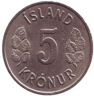 Монета 5 крон. 1980 год, Исландия. Монета 5 крон. 1980 год, Исландия.