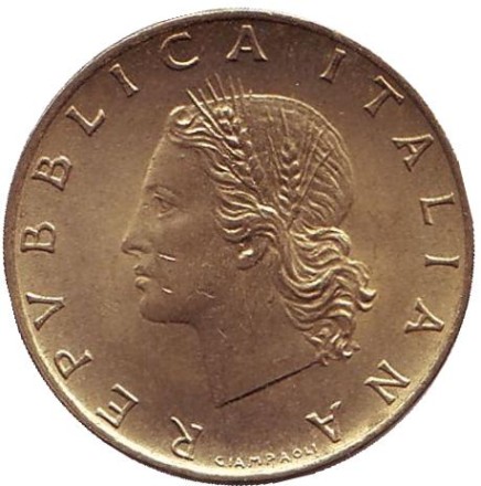 Монета 20 лир. 1983 год, Италия. Дубовая ветвь. Монета 20 лир. 1983 год, Италия. Дубовая ветвь.