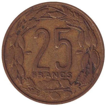 Монета 25 франков. 1958 год, Камерун. Африканские антилопы. (Западные канны).