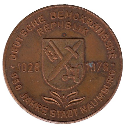 Клубный дом рабочих. 950 лет Наумбургу. Настольная медаль. 1978 год, ГДР.
