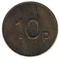 Игровой жетон "10p. JPM", Великобритания. Игровой жетон "10p. JPM", Великобритания.