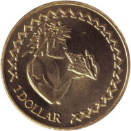 Монета 1 доллар. 2017 год, Токелау. Туземец дует в "Священный чанк".