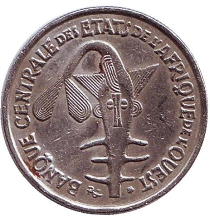 Монета 50 франков. 2011 год, Западные Африканские штаты. Монета 50 франков. 2011 год, Западные Африканские штаты.