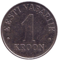 Монета 1 крона. 1995 год, Эстония. Монета 1 крона. 1995 год, Эстония.