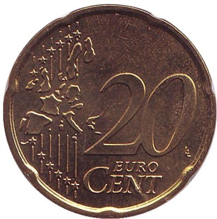 Монета 20 центов. 2003 год (F), Германия. Монета 20 центов. 2003 год (F), Германия.