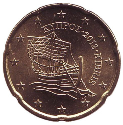 Монета 20 центов. 2013 год, Кипр.