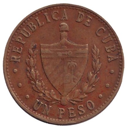 Монета 1 песо. 1987 год, Куба. Монета 1 песо. 1987 год, Куба.