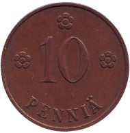 Монета 10 пенни. 1935 год, Финляндия. Монета 10 пенни. 1935 год, Финляндия.