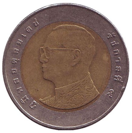 Монета 10 батов. 2011 год, Таиланд. Ват Арун. (Храм рассвета).