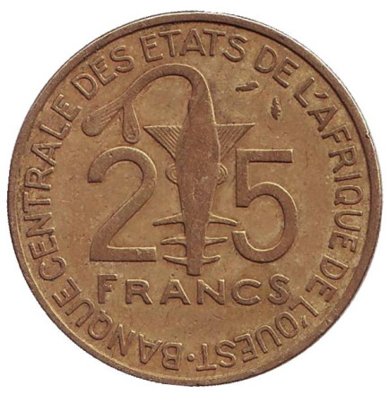 Монета 25 франков. 1989 год, Западные Африканские Штаты.