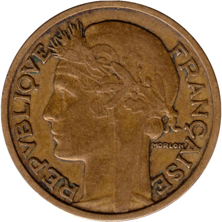 Монета 2 франка. 1933 год, Франция. Тип 2. Монета 2 франка. 1933 год, Франция. Тип 2.