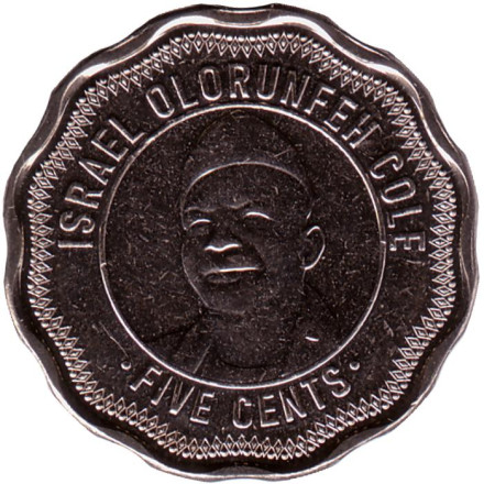 Монета 5 центов. 2022 год, Сьерра-Леоне. Израэл Олорунфех Коле.