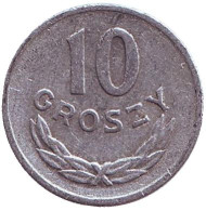 Монета 10 грошей. 1963 год, Польша. Монета 10 грошей. 1963 год, Польша.