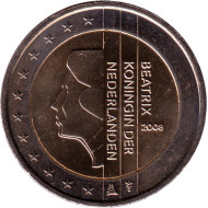Монета 2 евро. 2008 год, Нидерланды. Монета 2 евро. 2008 год, Нидерланды.