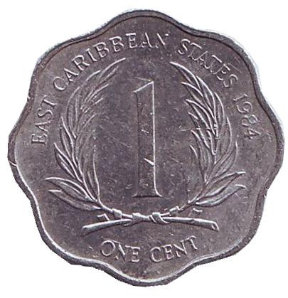 Монета 1 цент. 1984 год, Восточно-Карибские государства.