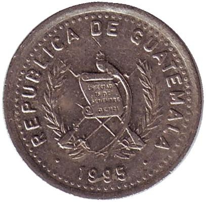 Монета 5 сентаво. 1995 год, Гватемала. Хлопковое дерево. Монета 5 сентаво. 1995 год, Гватемала. Хлопковое дерево.