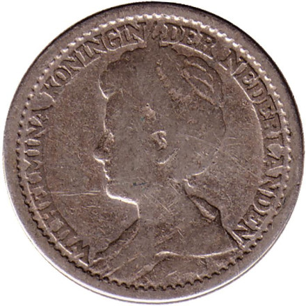Монета 25 центов. 1914 год, Нидерланды.