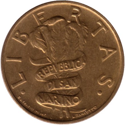 Монета 20 лир. 1995 год, Сан-Марино. Изобилие. Монета 20 лир. 1995 год, Сан-Марино. Изобилие.