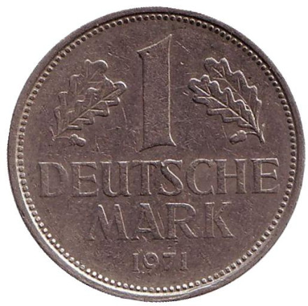 Монета 1 марка. 1971 год (D), ФРГ.