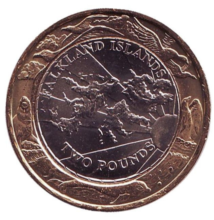 Монета 2 фунта. 2004 год, Фолклендские острова. UNC. 30 лет монетам Фолклендов.