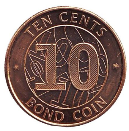 Монета 10 центов. 2014 год, Зимбабве. UNC. Бонд-коин.