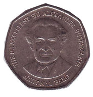 Монета 1 доллар. 1994 год, Ямайка. Александр Бустаманте - национальный герой Ямайки. Монета 1 доллар. 1994 год, Ямайка. Александр Бустаманте - национальный герой Ямайки.