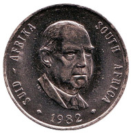 Монета 1 ранд. 1982 год, ЮАР. UNC. Окончание президентства Бальтазара Йоханнеса Форстера. Газель.