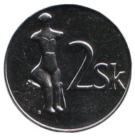Монета 2 кроны. 2004 год, Словакия. BU. Статуя Венеры. Монета 2 кроны. 2004 год, Словакия. BU. Статуя Венеры.