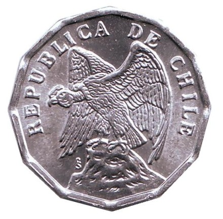 Монета 10 сентаво. 1977 год, Чили. aUNC. Монета 10 сентаво. 1977 год, Чили. aUNC.