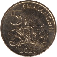 Монета 5 эмалангени. 2021 год, Эсватини (Свазиленд). Король Мсавати III. Монета 5 эмалангени. 2021 год, Эсватини (Свазиленд). Король Мсавати III.