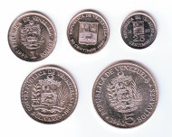 Набор монет Венесуэлы (5 шт.). 1989-1990 гг, Венесуэла. Набор монет Венесуэлы (5 шт.). 1989-1990 гг, Венесуэла.