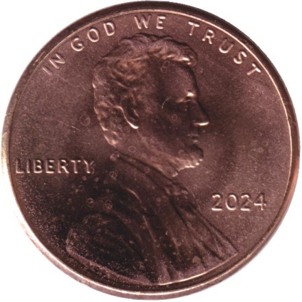Монета 1 цент. 2024 год (P), США.