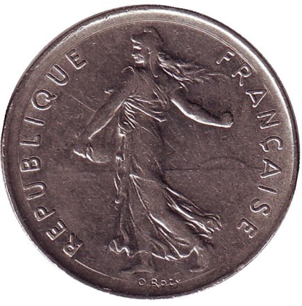 Монета 5 франков. 1974 год, Франция.