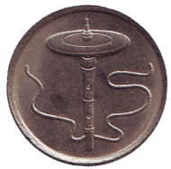 Монета 5 сен. 1992 год, Малайзия. Волчок. Монета 5 сен. 1992 год, Малайзия. Волчок.