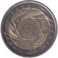 Монета 2 евро, 2004 год, Италия. 50 лет Всемирной продовольственной программы. Монета 2 евро, 2004 год, Италия. 50 лет Всемирной продовольственной программы.