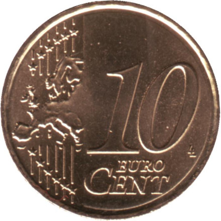 Монета 10 центов. 2021 год, Испания. Монета 10 центов. 2021 год, Испания.