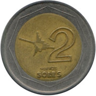 Монета 2 новых соля. 1995 год, Перу. Монета 2 новых соля. 1995 год, Перу.