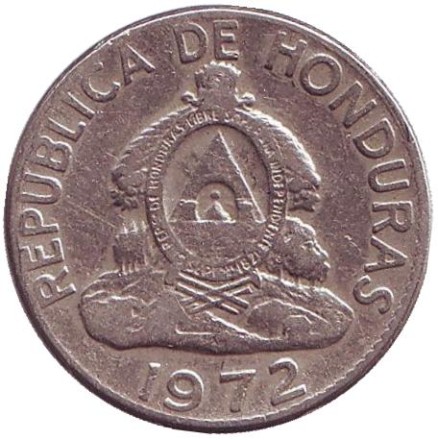 Монета 5 сентаво. 1972 год, Гондурас. Монета 5 сентаво. 1972 год, Гондурас.