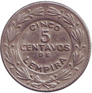 Монета 5 сентаво. 1972 год, Гондурас. Монета 5 сентаво. 1972 год, Гондурас.