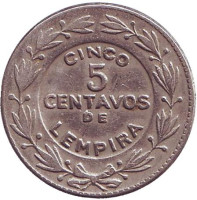 Монета 5 сентаво. 1972 год, Гондурас.